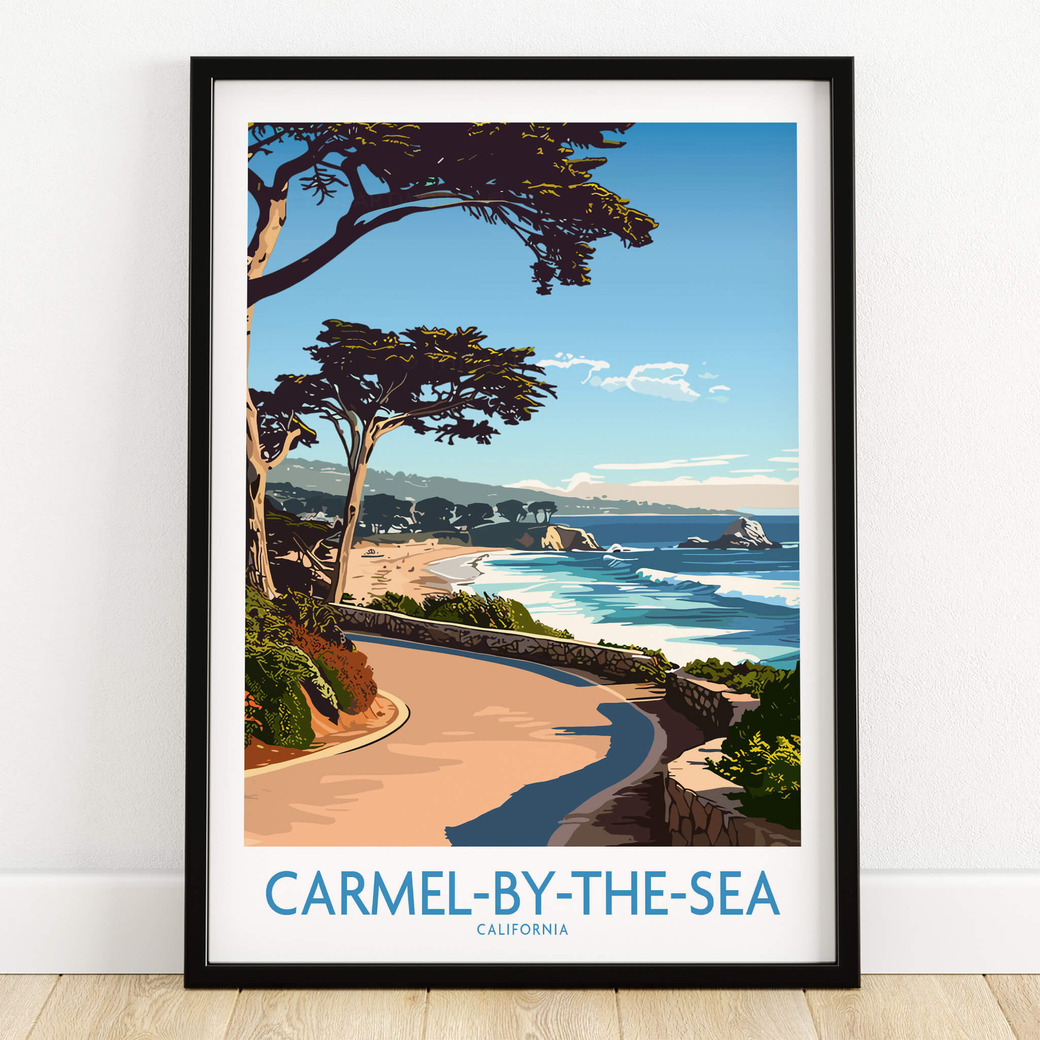 Carmel-by-the-Sea Wall Art Print featuring stunning coastal scenery of California.