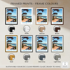 Framed Carmel-by-the-Sea Wall Art Print in various frame colors including black, white, natural, and brown.