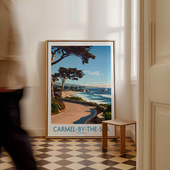 Carmel-by-the-Sea Wall Art Print showcasing serene beach scenery and coastal views in an elegant interior setting.