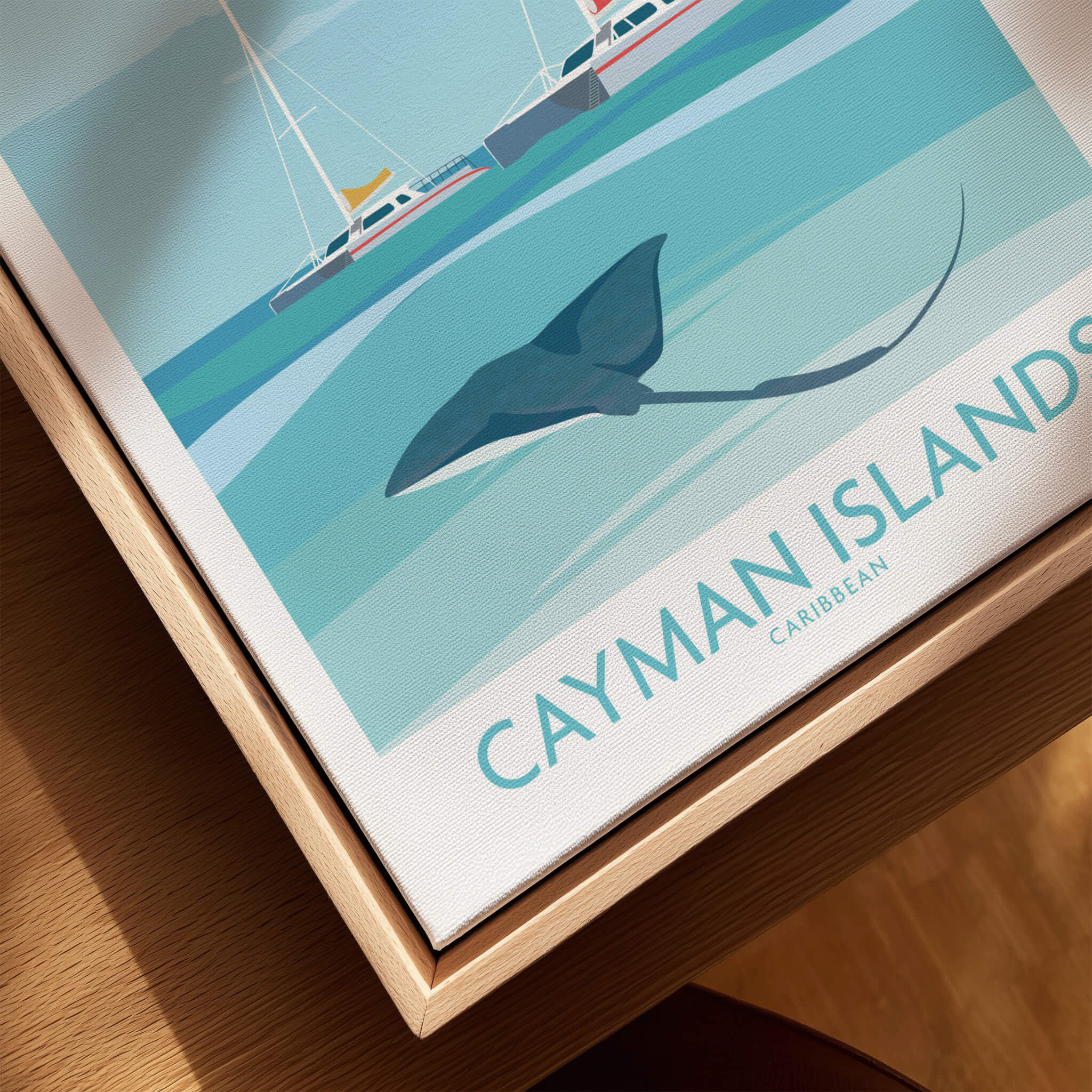 Cayman Islands Wall Art - Stingray City Poster featuring a stingray swimming in turquoise waters.