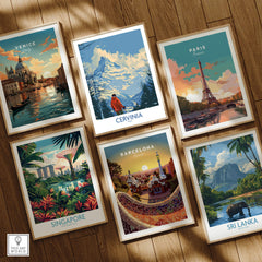 Cervinia Travel Poster - Italy displayed among Venice, Paris, Barcelona, Singapore, and Sri Lanka posters.