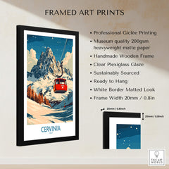 Cervinia Ski Poster framed art print featuring vibrant colors and stunning mountain landscapes.