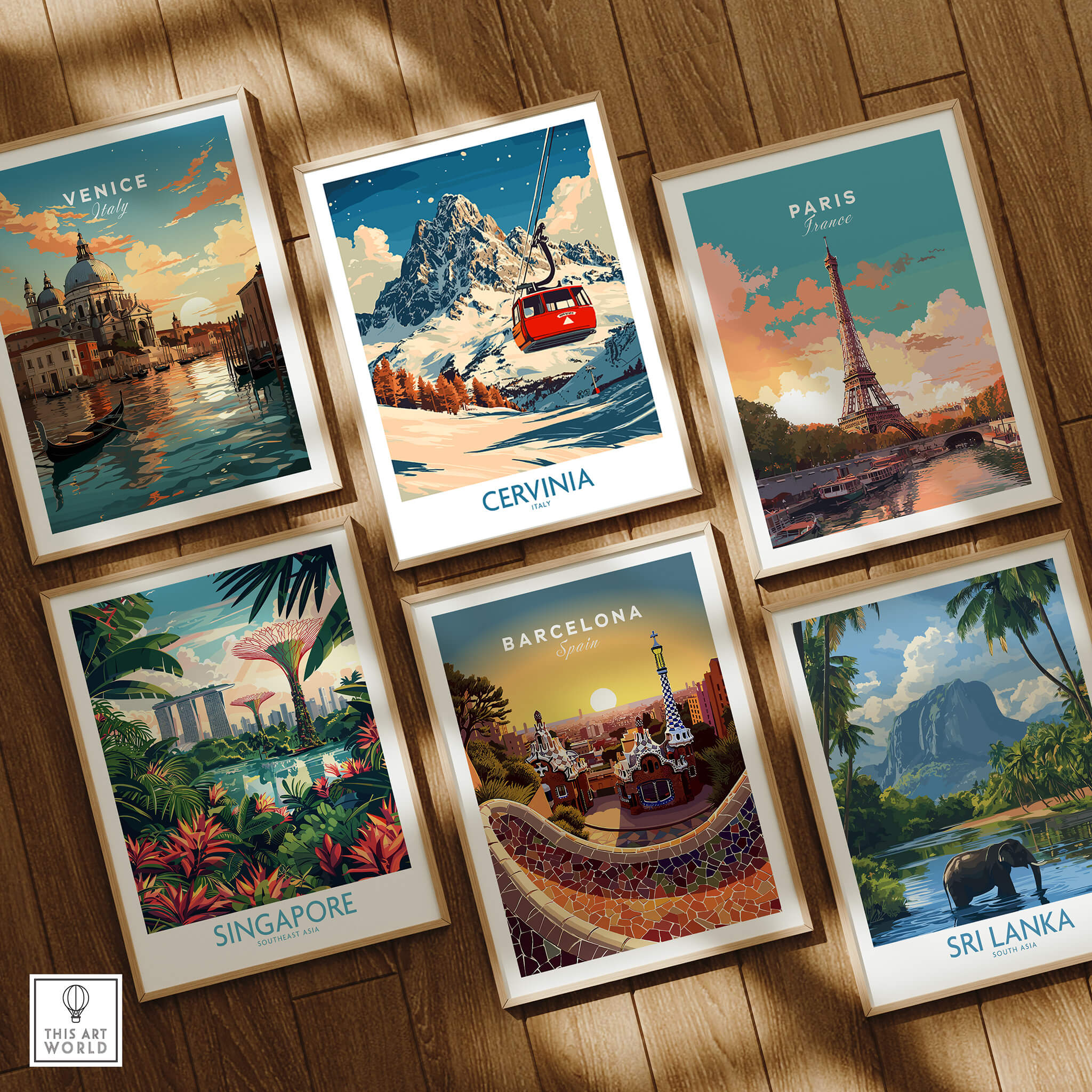 Cervinia Ski Poster showcasing vibrant mountain scenery and a ski lift, perfect for ski enthusiasts.