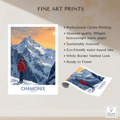 Chamonix Ski Print - France featuring professional Giclée printing and matte heavyweight paper.