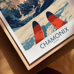 Chamonix Wall Art Poster featuring ski design and mountains for home decor.