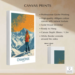 Chamonix Print France showcasing professional Giclée printing on high-quality canvas with stunning ski imagery.
