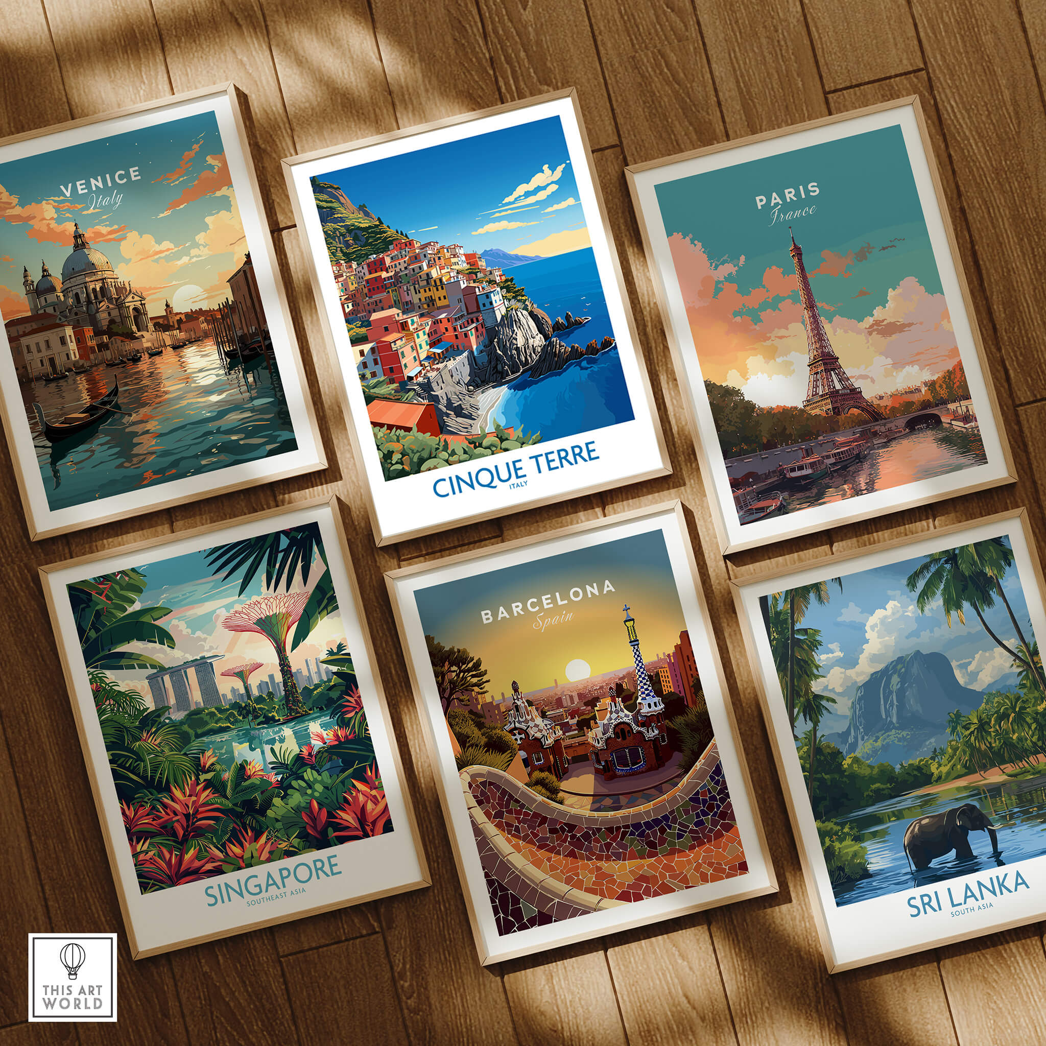 Cinque Terre Travel Print featuring vibrant Mediterranean scenery and coastal views among other travel prints.
