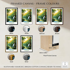 Framed Congaree National Park canvas art in six frame color options: black, white, natural, brown, gold, silver.