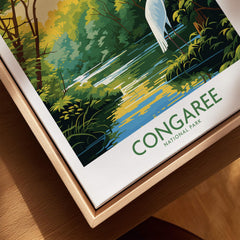 Framed Congaree National Park travel poster print with scenic forest and wetland art