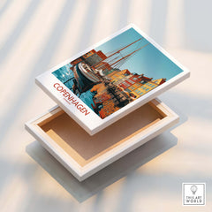 Copenhagen Wall Art | Modern Style featuring a vibrant poster of Copenhagen scenery in a decorative box.