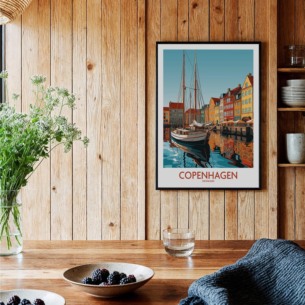 Copenhagen Wall Art | Modern Style showcasing a picturesque harbor scene in vibrant colors.