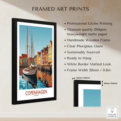 Copenhagen Wall Art | Modern Style framed art print featuring a vibrant harbor scene.