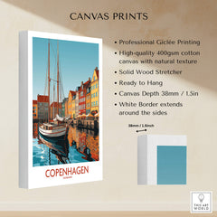 Copenhagen Wall Art | Modern Style canvas print showcasing vibrant Copenhagen waterfront.