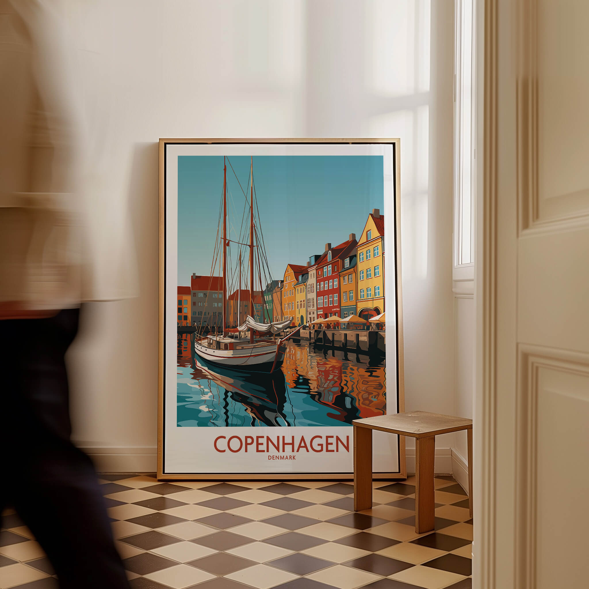 Copenhagen Wall Art | Modern Style showcasing vibrant colors of Denmark's capital in a stylish home setting.