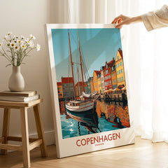 Copenhagen Wall Art | Modern Style showcasing vibrant colors of Denmark with a charming harbor scene.