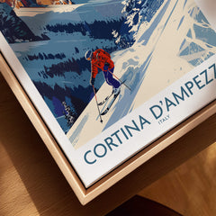 Cortina d'ampezzo Ski Print - Italy featuring a skier on picturesque slopes.