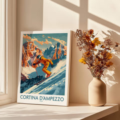 Cortina d'ampezzo Wall Art featuring a vintage ski poster, perfect decor for ski enthusiasts