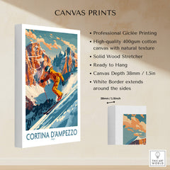 Cortina d'ampezzo Wall Art showcasing a skier in action on high-quality canvas print.