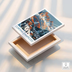 Cortina d'ampezzo Print Italy displayed on a decorative box, showcasing stunning Italian scenery and culture.