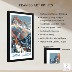 Cortina d'ampezzo Print Italy framed art print showcasing stunning mountain scenery and vibrant colors.