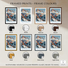 Cortina d'ampezzo Print Italy framed prints in various colors including black, white, natural, brown, gold, silver, dark grey, and light grey.