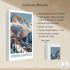 Cortina d'ampezzo Print Italy canvas print with natural texture and stunning mountain scenery.