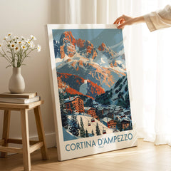 Cortina d'ampezzo Print Italy showcasing a scenic view of the Italian town and mountains in a stylish print.