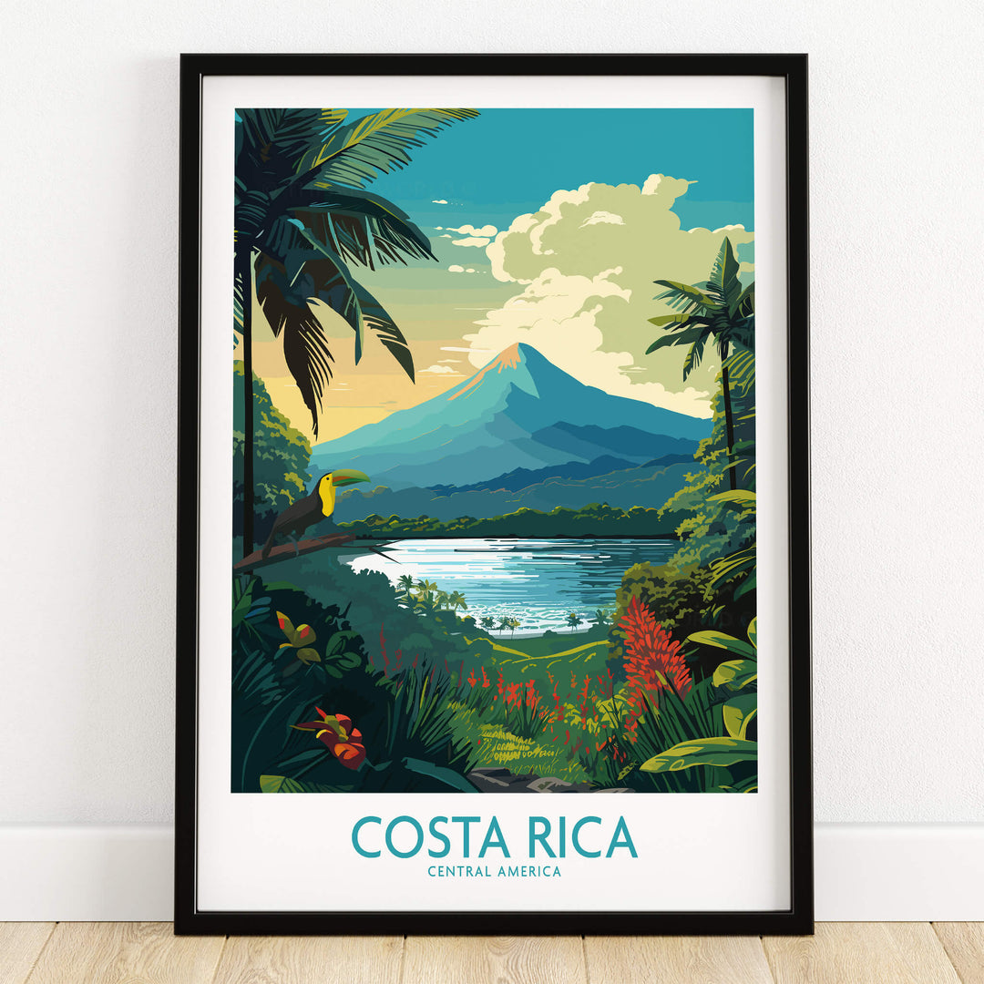 Costa Rica Wall Art | Modern Style featuring Arenal Volcano and tropical landscape in vibrant colors.