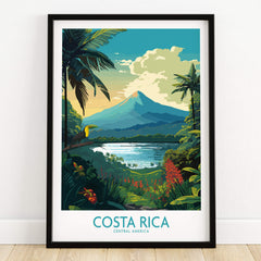 Costa Rica Wall Art | Modern Style featuring Arenal Volcano and tropical landscape in vibrant colors.