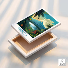 Costa Rica Wall Art | Modern Style featuring Arenal Volcano and tropical landscape design on a decorative box.