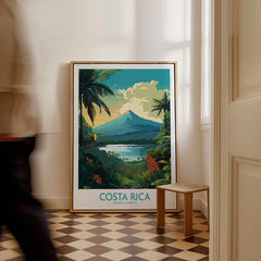 Costa Rica Wall Art | Modern Style showcasing Arenal Volcano and tropical landscape in vivid colors, framed in a stylish room.