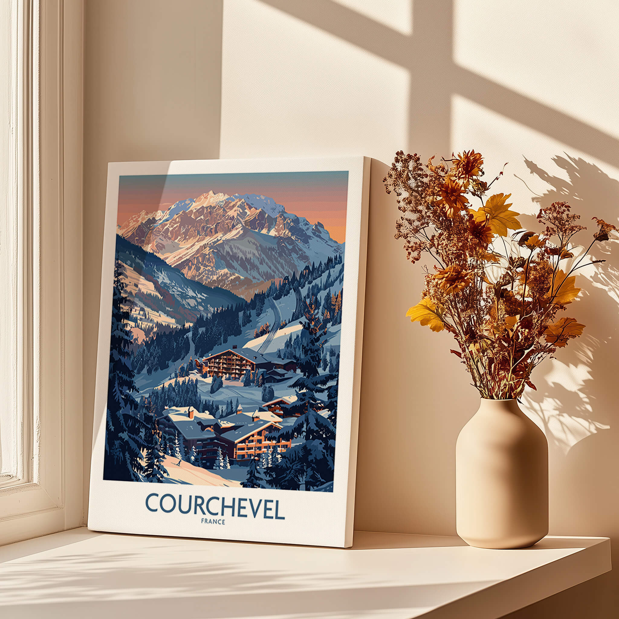 Courchevel Ski Print - France showcasing the stunning French Alps, perfect for home decor inspiration.