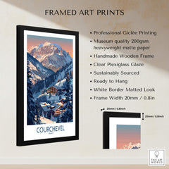 Courchevel Ski Print - France framed art print showcasing stunning winter landscape in the French Alps.