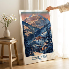 Courchevel Ski Print - France showcasing a stunning ski scene in the French Alps, perfect for home decor.