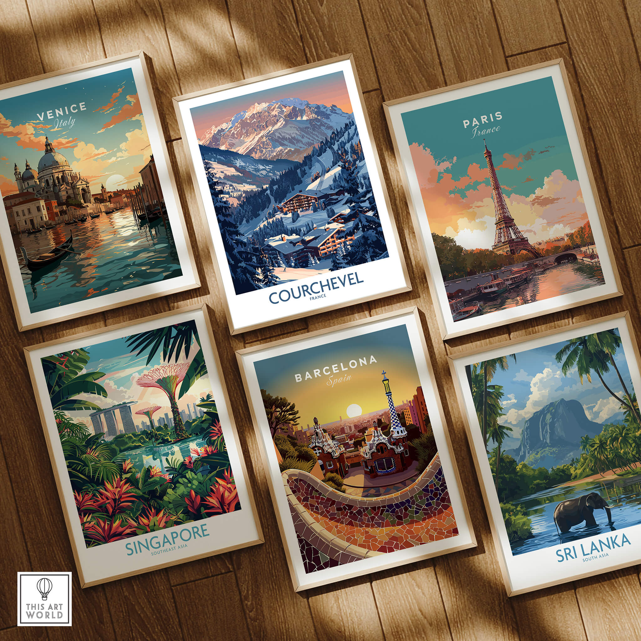 Courchevel Ski Print - France, vibrant ski art print featuring the French Alps and iconic winter scenery.