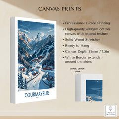 Courmayeur Ski Print - Italy, vibrant canvas print showcasing beautiful ski slopes in Courmayeur, Italy. Perfect for ski enthusiasts.