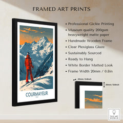 Courmayeur Wall Art Print - Italy displayed in a framed art print showcasing skiing in the Italian Alps.