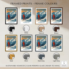 Courmayeur Wall Art Print - Italy framed print color options including black, white, natural, brown, gold, silver, dark grey, light grey.