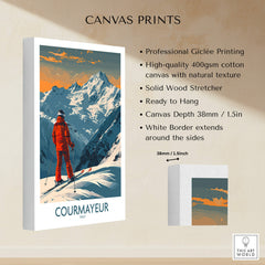 Courmayeur Wall Art Print - Italy showcasing professional Giclée printing and stunning ski scenery.