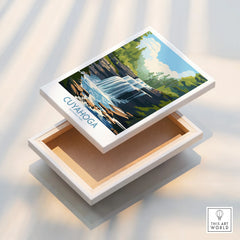 Cuyahoga National Park waterfall canvas print with floating frame edge detail.