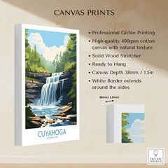 Cuyahoga National Park canvas wall art print showing a scenic waterfall and forest landscape.