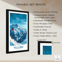 Falls Creek Ski Print - Australia framed art print featuring snow-capped mountains and a ski gondola.