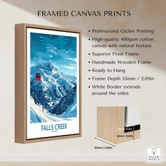 Falls Creek Ski Print - Australia framed canvas print showcasing snowy mountains and ski lift.