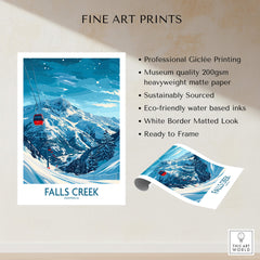 Falls Creek Ski Print - Australia showcasing professional Giclée printing and majestic snowy landscape.