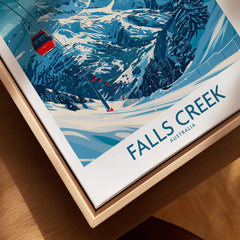 Falls Creek Ski Print - Australia showcasing snowy slopes and gondola in a beautifully designed wall art.