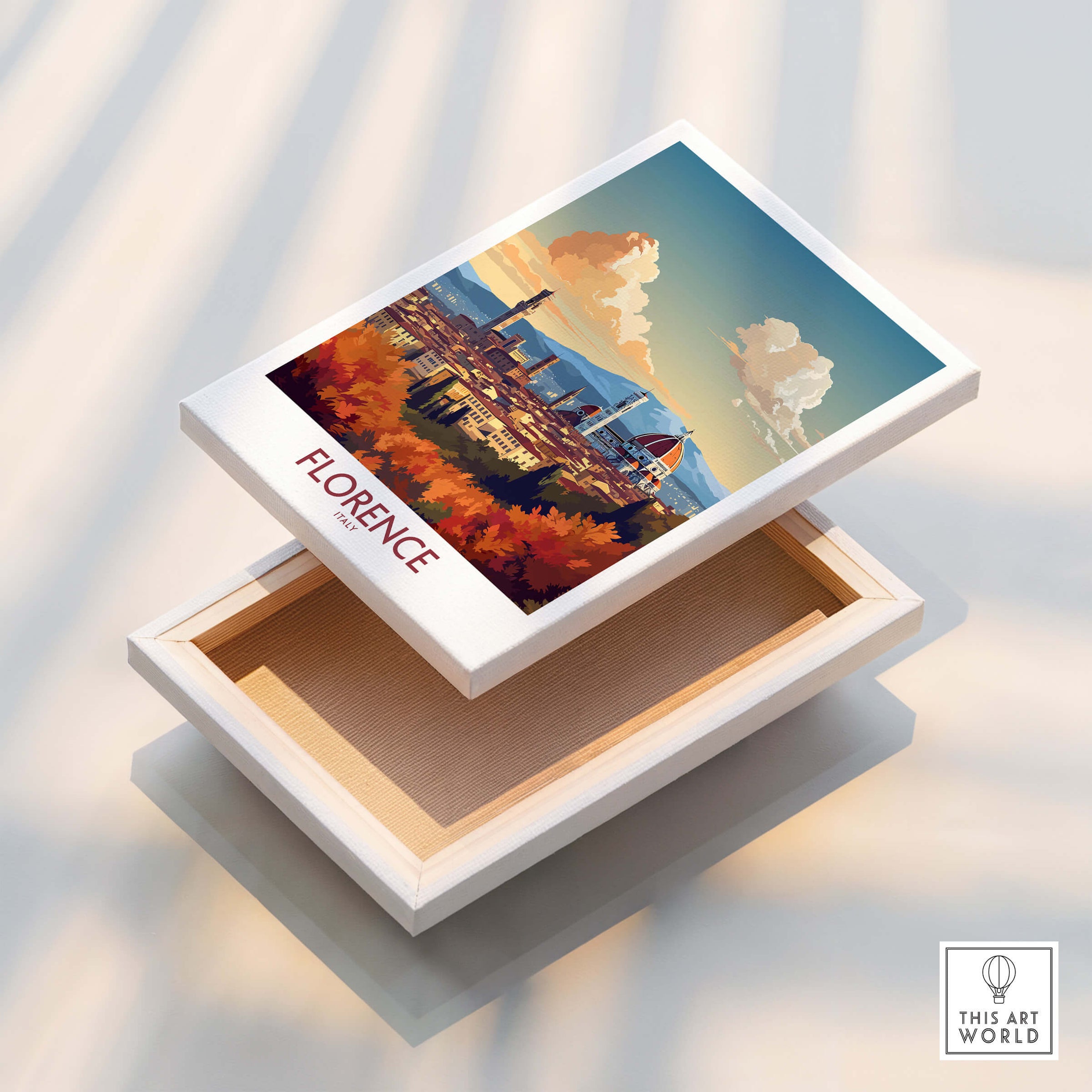 Florence Italy Wall Art | Modern Style art print showcased on a decorative box with an elegant design.