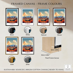Florence Italy Wall Art | Modern Style - Display of framed canvas colors including Black, White, Natural, Brown, Gold, Silver.
