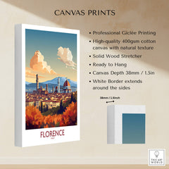 Florence Italy Wall Art | Modern Style with professional Giclée printing, solid wood stretcher, and a white border