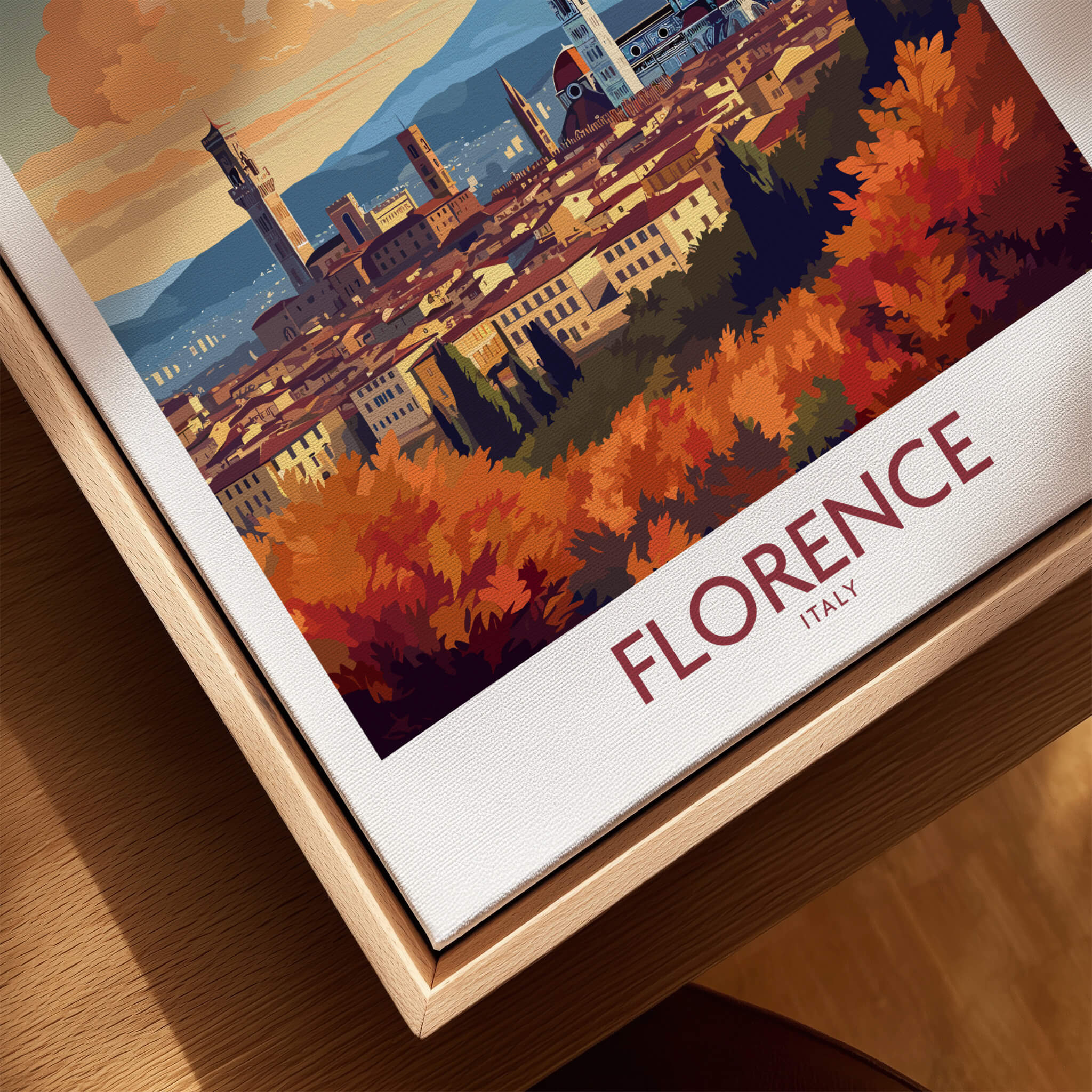 Florence Italy Wall Art | Modern Style featuring vibrant autumn colors and the skyline of Florence, Italy.