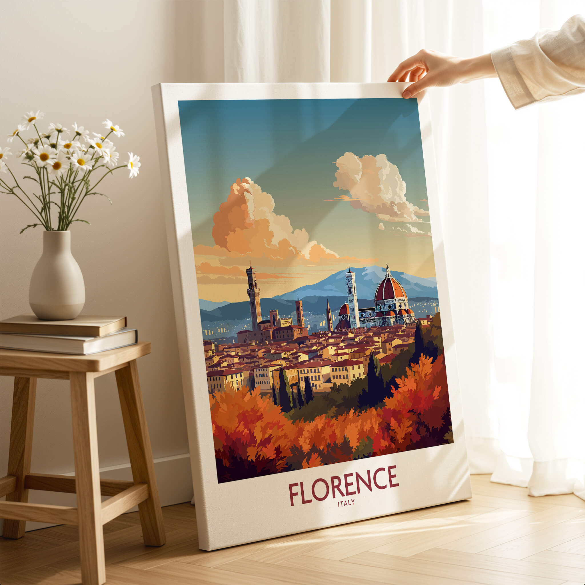 Florence Italy Wall Art | Modern Style showcasing Cathedral of Santa Maria del Fiore in vibrant colors.